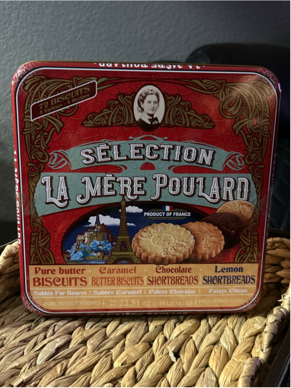 La Mère Poulard Biscuit Tin Container One Size Red Gold